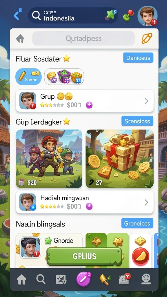 Tampilan utama permainan dengan karakter penuh warna.