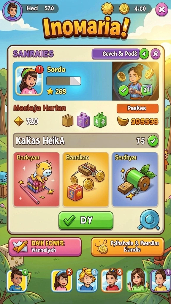 Koleksi karakter yang beragam dan unik.